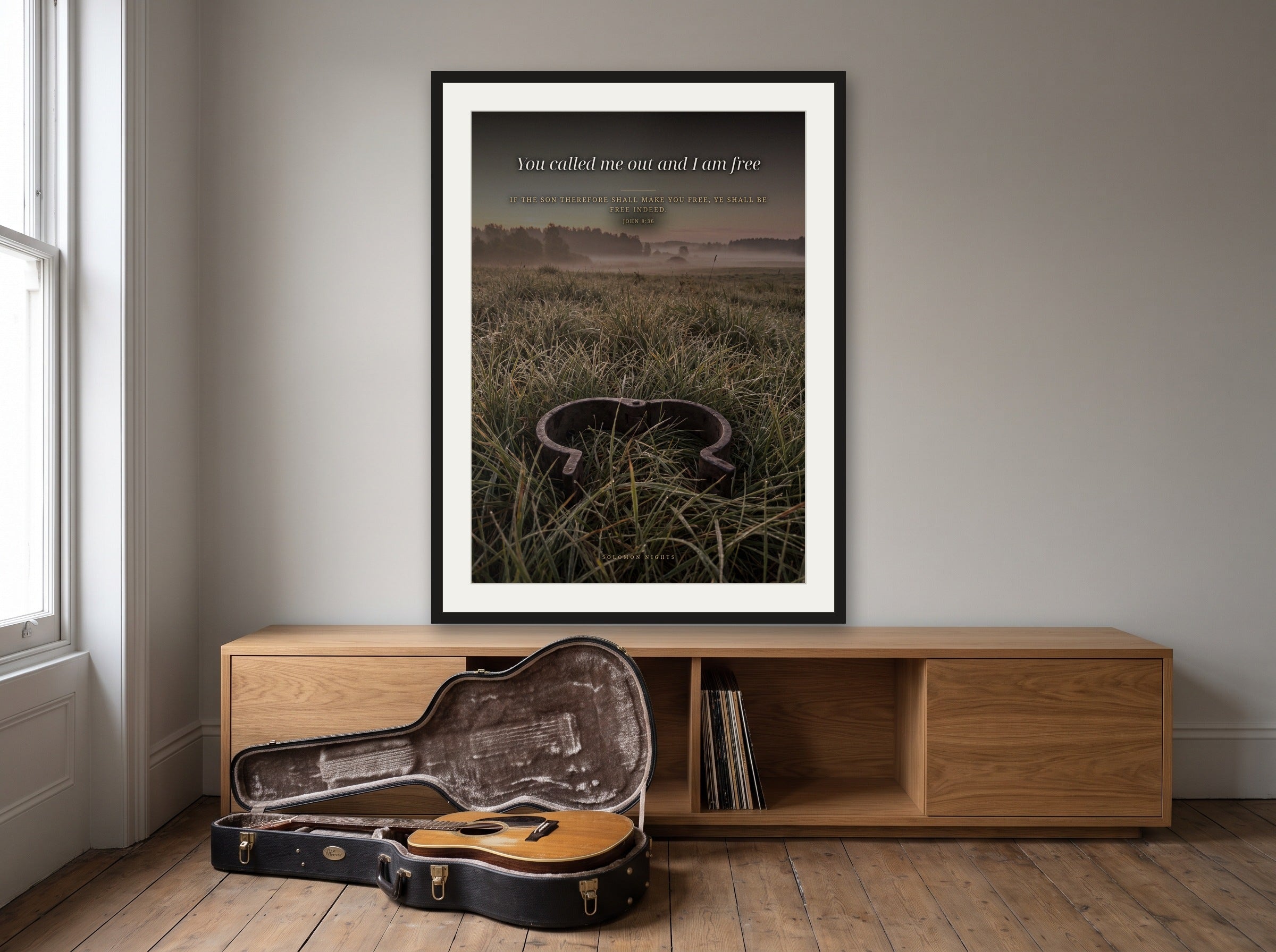 Free Indeed print framed on a wall
